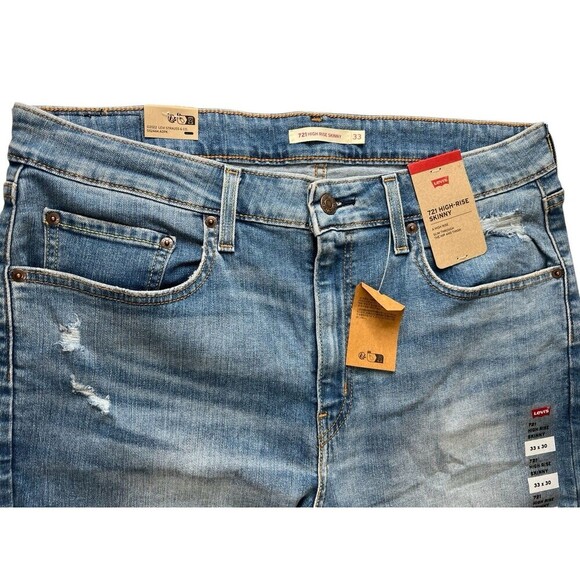 Levi's Women's 721 High Rise Skinny Leg Factory Distressed Stretch Jeans 33 x 30 - Picture 8 of 15